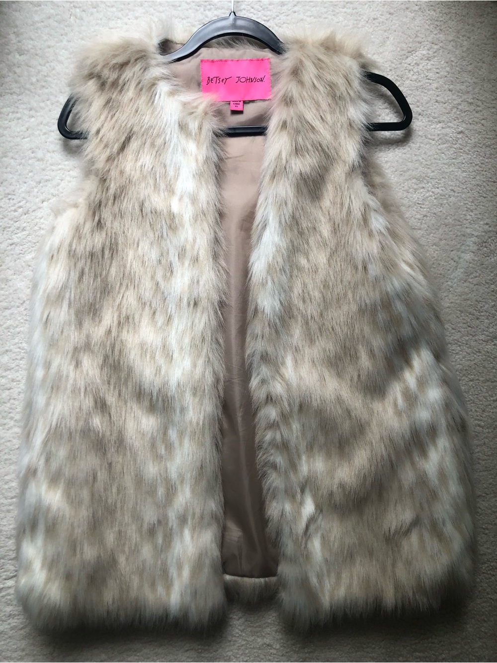 Betsey Johnson Tan Honey Faux Fur Vest